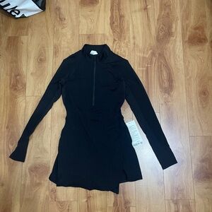 Lululemon Women Long Sleeve Tennis Dress Black Sz 4 New With Tag